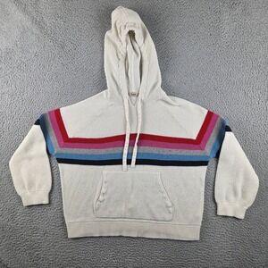 Faherty Cream Hoodie with Red and Blue Stripes